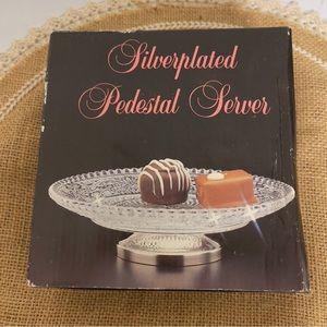 Vintage Glass Candy Dish with Silverplated Pedestal NWT